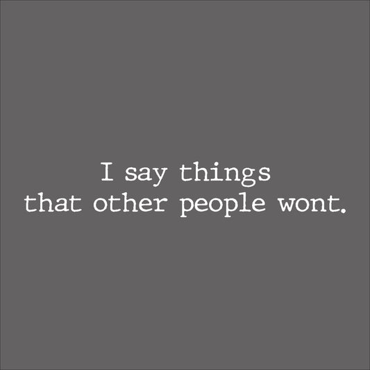 I say thing's that other people wont.