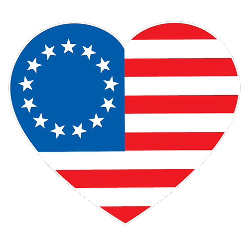 Betsy Ross Heart Shaped American Flag - Roadkill T Shirts