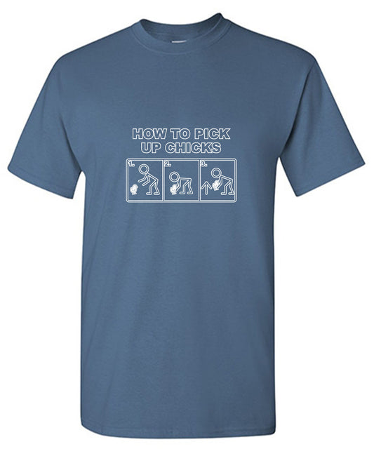 Funny T-Shirts design "How To Pick Up Chicks"