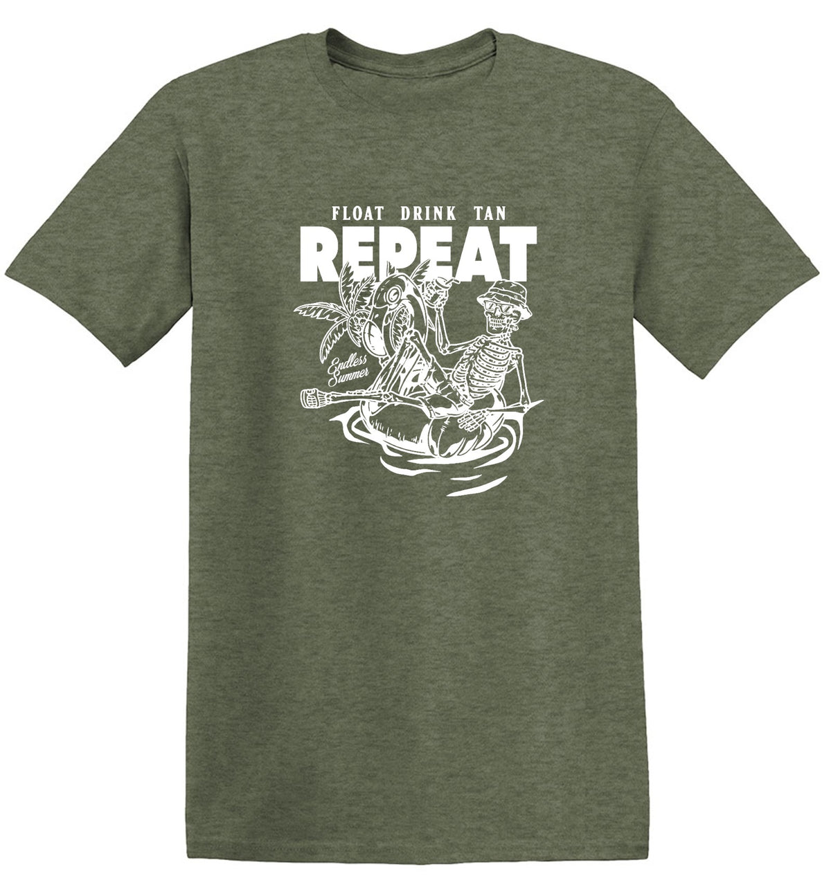 Funny T-Shirts design "Float Drink Tan Repea"