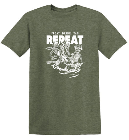 Funny T-Shirts design "Float Drink Tan Repea"
