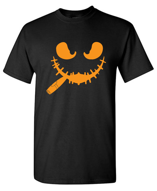 Pumpkin Having Cigar T Shirt - Funny Graphic T Shirts