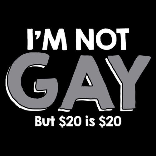 I'm Not Gay But $20 is $20 T-Shirt - Bad Idea T-Shirts