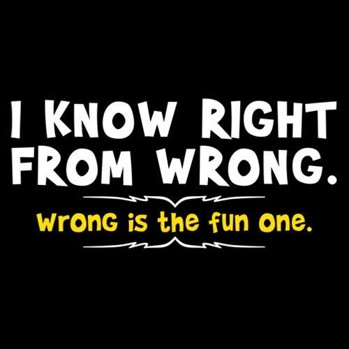 I Know Right From Wrong. Wrong Is The Fun One T-Shirt - Bad Idea T-shirts