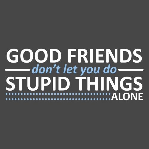 Good Friends Don't Let You Do Stupid Things Alone