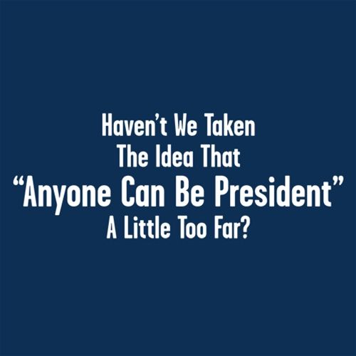 Aren't We Taking The Idea That Anyone Can Be President A Little To Far? - Roadkill T Shirts
