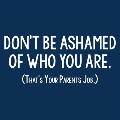 Don't Be Ashamed Of Who You Are. That's Your Parents Job - Roadkill T Shirts